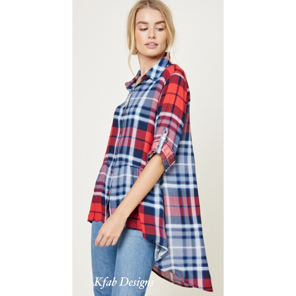 ❤️LAST! Comfy Plaid Hi Lo Button Down Top! - Picture 6 of 6